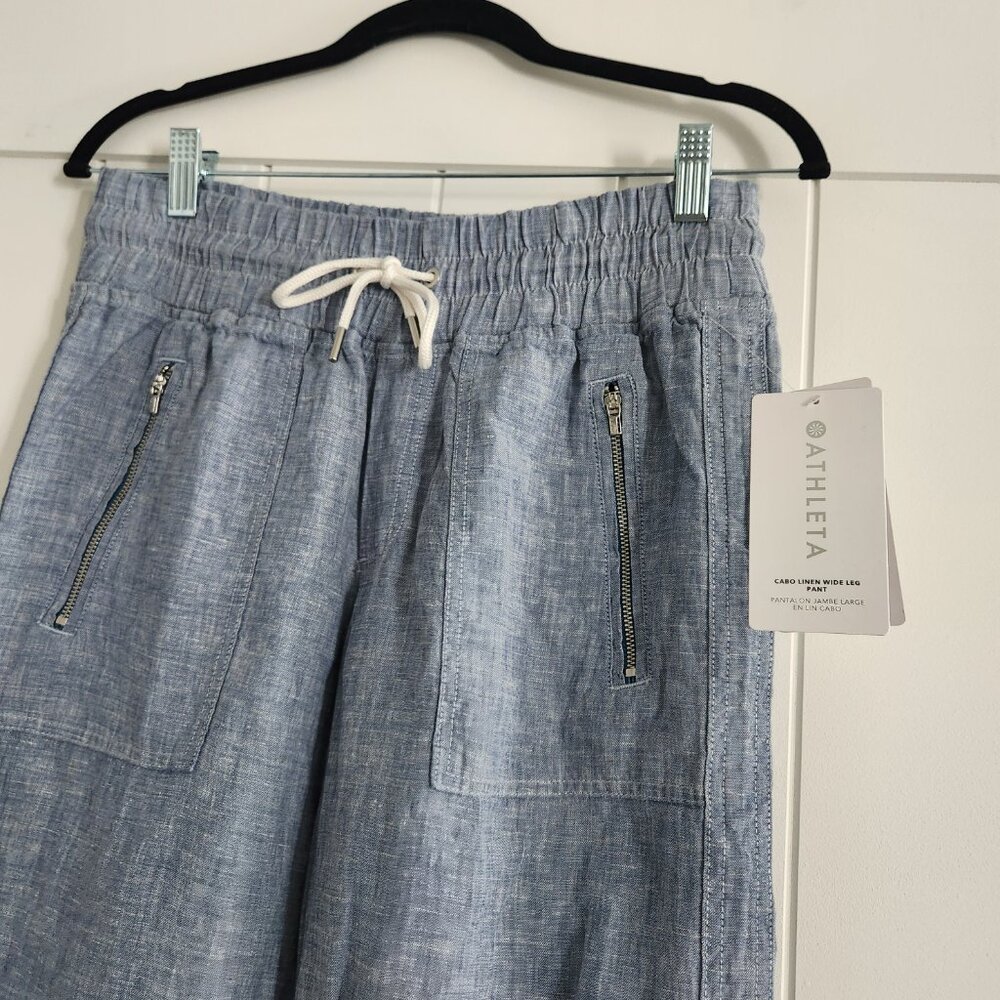 Athleta Cabo Linen Wide Leg Pant 4 - Picture 3 of 5